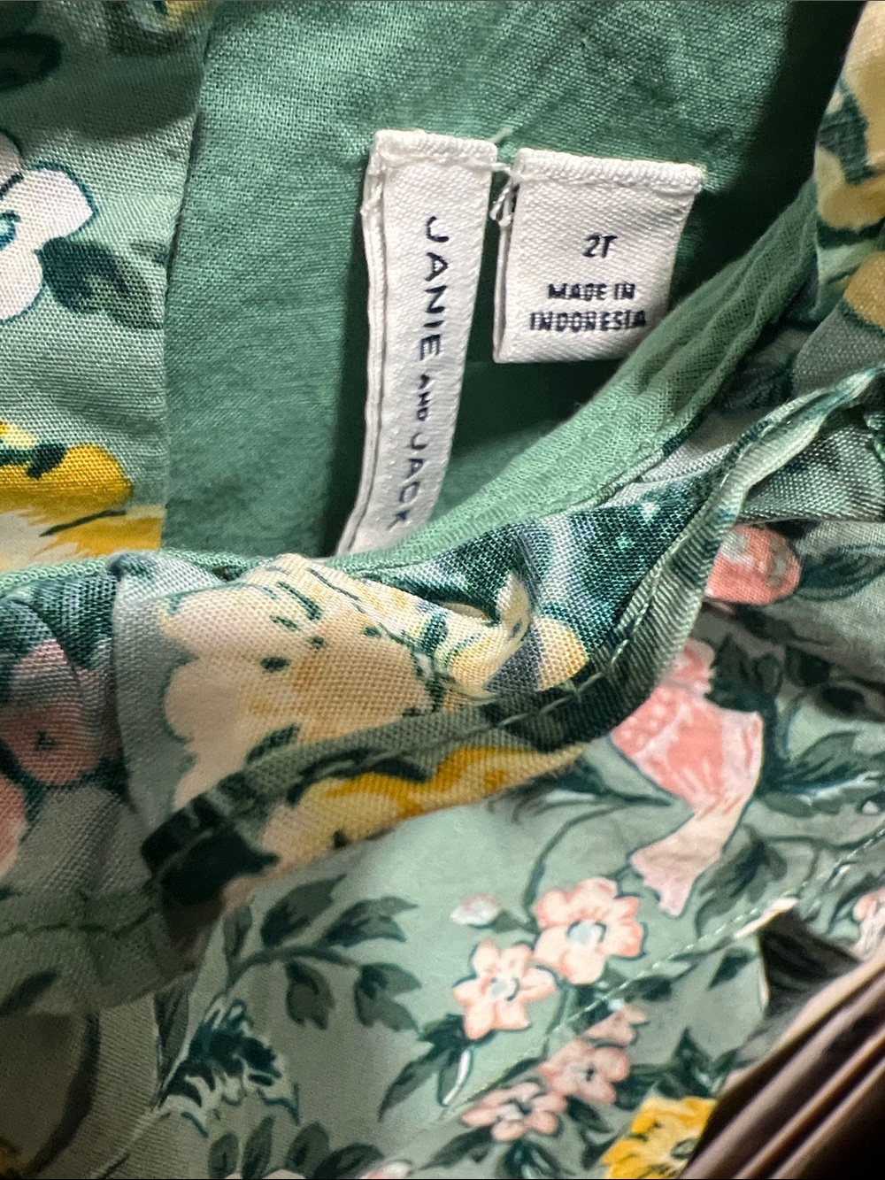 Janie and Jack Floral Ruffle Bow Collar Dress size 2T - Picture 3 of 4